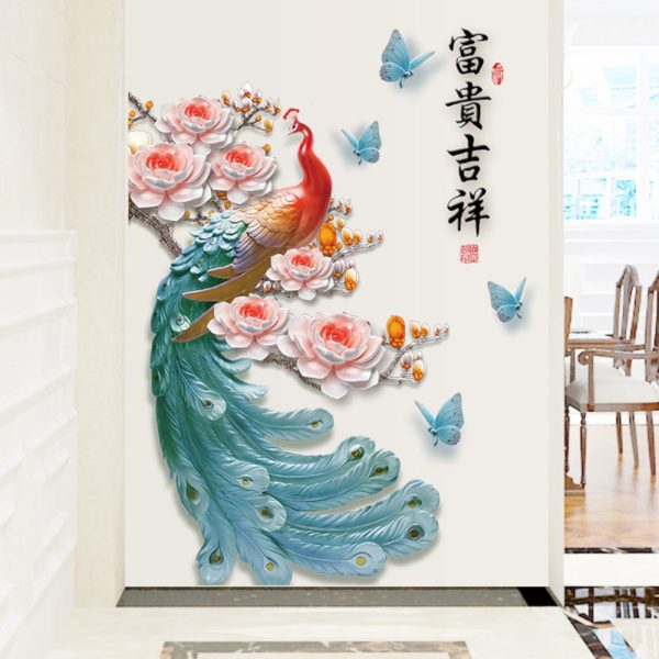 Tranh 3D Chim Công Và Hoa Mẫu Đơn - Nhang THÀNH TÂM - Cung cấp nhang giá sỉ