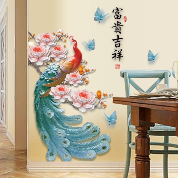 Tranh 3D Chim Công Và Hoa Mẫu Đơn - Nhang THÀNH TÂM - Cung cấp nhang giá sỉ