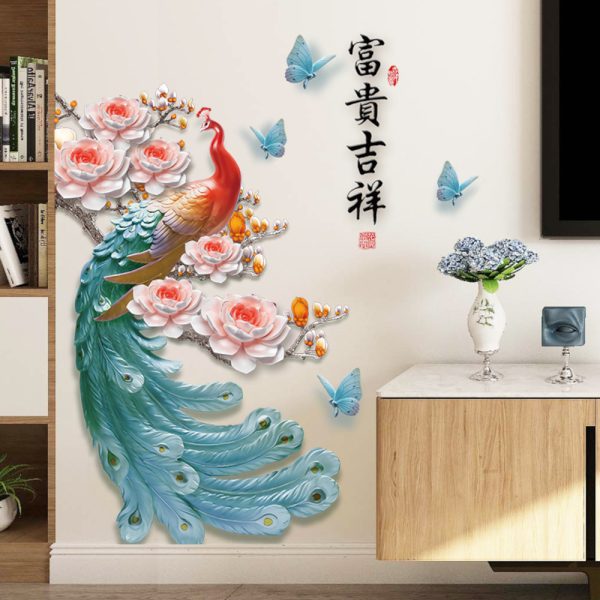 Tranh 3D Chim Công Và Hoa Mẫu Đơn - SK9386 - Ảnh 3