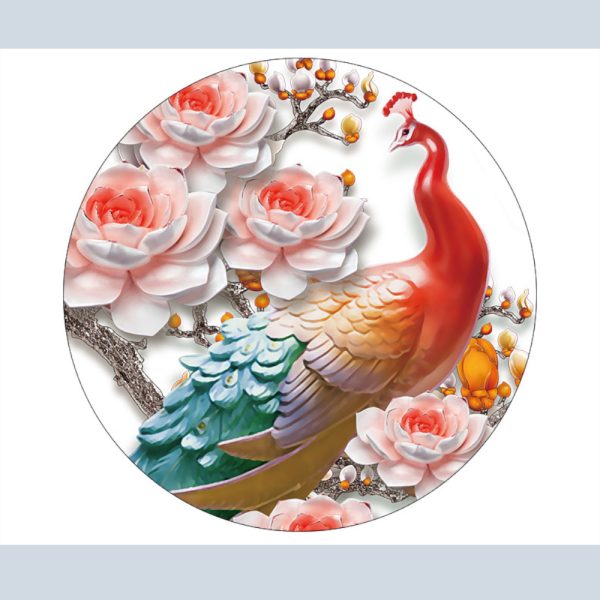 Tranh 3D Chim Công Và Hoa Mẫu Đơn - Nhang THÀNH TÂM - Cung cấp nhang giá sỉ