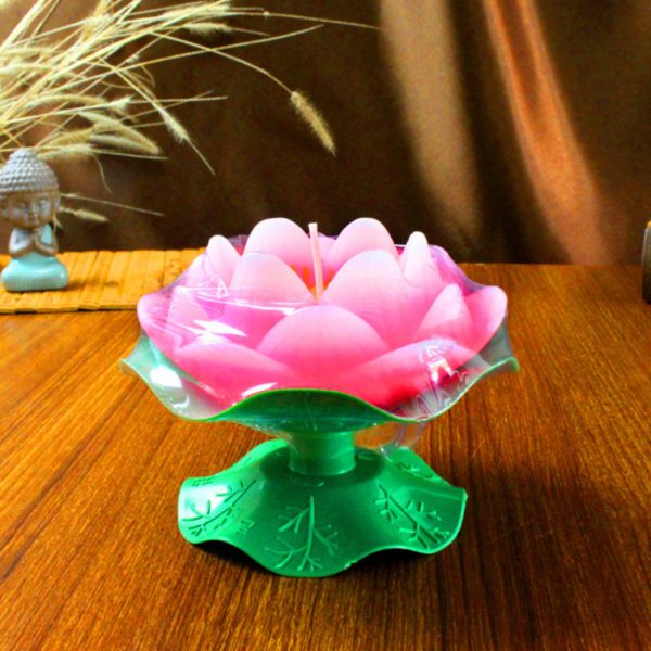Nến hình hoa sen có đế bằng lá - Nhang THÀNH TÂM - Cung cấp nhang giá sỉ
