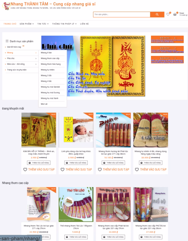 DV hỗ trợ tạo website - Nhang THÀNH TÂM - Cung cấp nhang giá sỉ