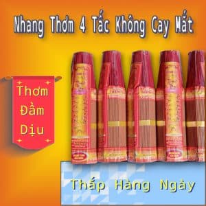 Nhang Thơm Không Cay Mắt 4 Tấc 469 Cây – Thơm Đầm Dịu, Thắp Bàn Thờ Gia Tiên Hàng Ngày | Bo Vàng Trung