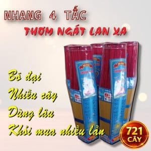 Nhang thơm 4 tấc hảo hạng từ Nhang THÀNH TÂM mang mùi hương thanh khiết, ít khói, an toàn cho sức khỏe. Sản phẩm cao cấp giúp không gian thờ cúng ấm cúng, bình an.