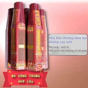Nhang Thơm Không Cay Mắt 4 Tấc 469 Cây – Thơm Đầm Dịu, Thắp Bàn Thờ Gia Tiên Hàng Ngày | Bo Vàng Trung