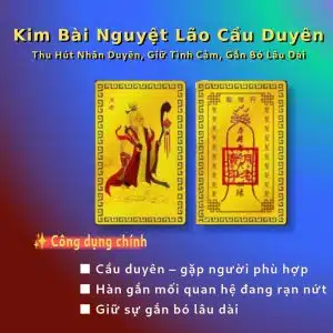 Kim Bài Nguyệt Lão Cầu Duyên – Vật Phẩm Hỗ Trợ Tình Cảm, Gắn Bó Và Hàn Gắn