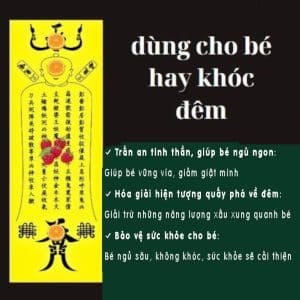 Linh phù cho bé hay khóc đêm hỗ trợ định an, trấn an tinh thần, giúp bé ngưng quấy khóc về đêm, ngủ ngon giấc và bảo vệ sức khỏe cho bé.