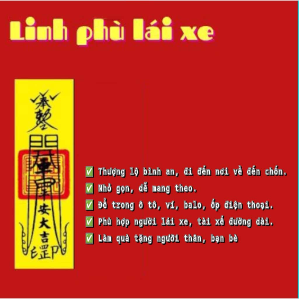 Linh phù lái xe thượng lộ bình an đã khai quang, thiết kế nhỏ gọn để ví hoặc trên xe, mang lại sự an tâm và may mắn trên mọi chặng đường.