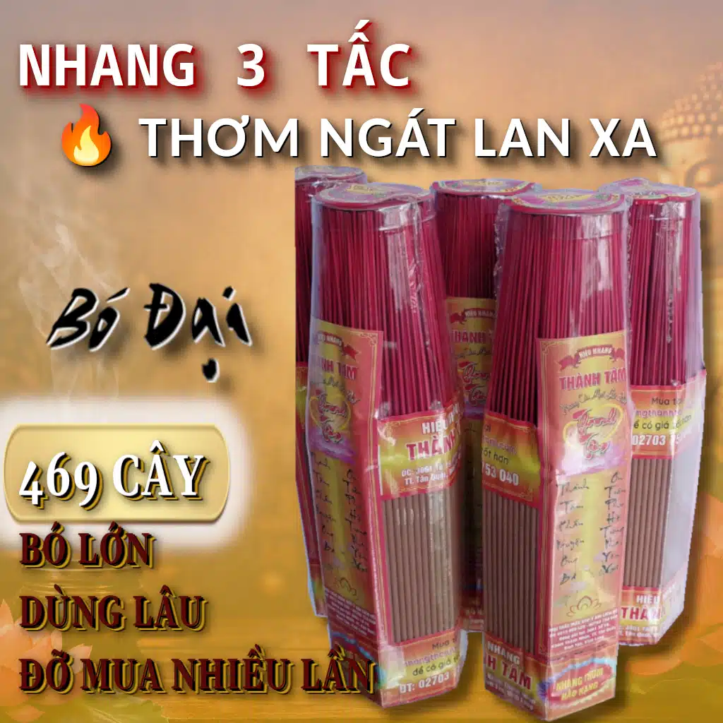 Nhang thơm Thần Tài đại bó 469 cây, mùi hương thanh nhẹ, không gắt, dùng lâu tiết kiệm, phù hợp thắp mỗi ngày cho gia đình.