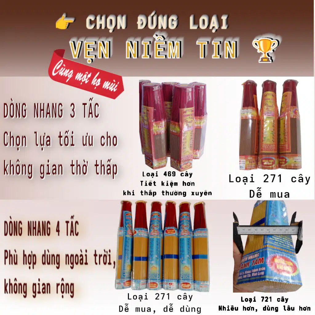 Nhang thơm Thần Tài đại bó 469 cây, mùi hương thanh nhẹ, không gắt, dùng lâu tiết kiệm, phù hợp thắp mỗi ngày cho gia đình.