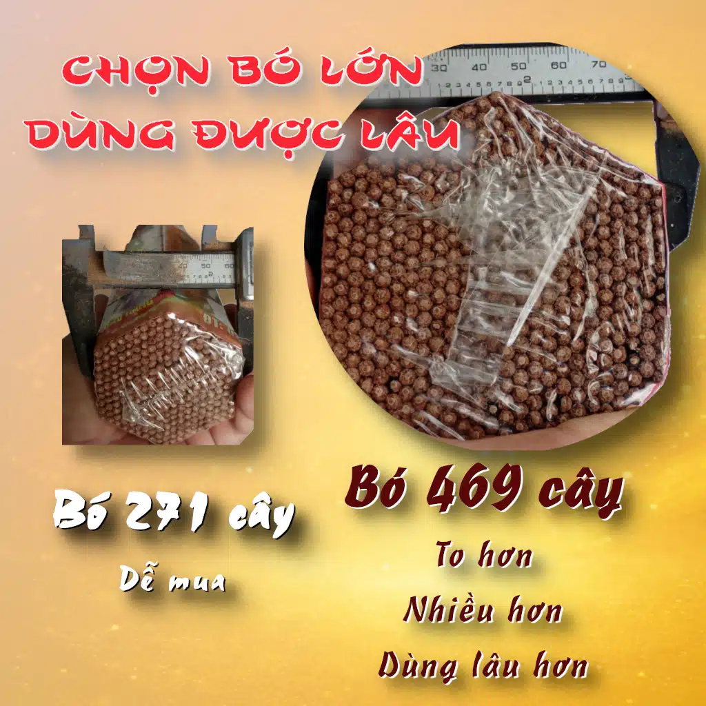 Nhang thơm Thần Tài đại bó 469 cây, mùi hương thanh nhẹ, không gắt, dùng lâu tiết kiệm, phù hợp thắp mỗi ngày cho gia đình.