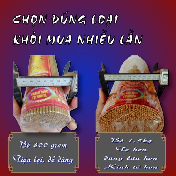Nhang tự nhiên 4 tấc 1.5kg dùng hàng ngày, ít khói, không mùi hóa chất, bó lớn tiết kiệm cho gia đình. Phù hợp nhà phố, chung cư, thắp hương mỗi ngày.