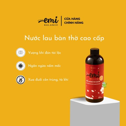Nước lau bàn thờ cao cấp EMIBALANCE tinh dầu ngọc AM làm sạch nấm mốc, khử mùi 500ml