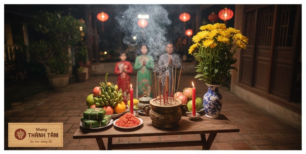 Ý nghĩa của tục cúng Giao thừa ngoài trời và trong nhà chuẩn nhất