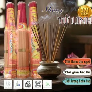 Nhang thơm ít tàn Tứ Linh - Thơm dịu, không cay mắt dùng hàng ngày hoặc cúng gia tiên rất hợp