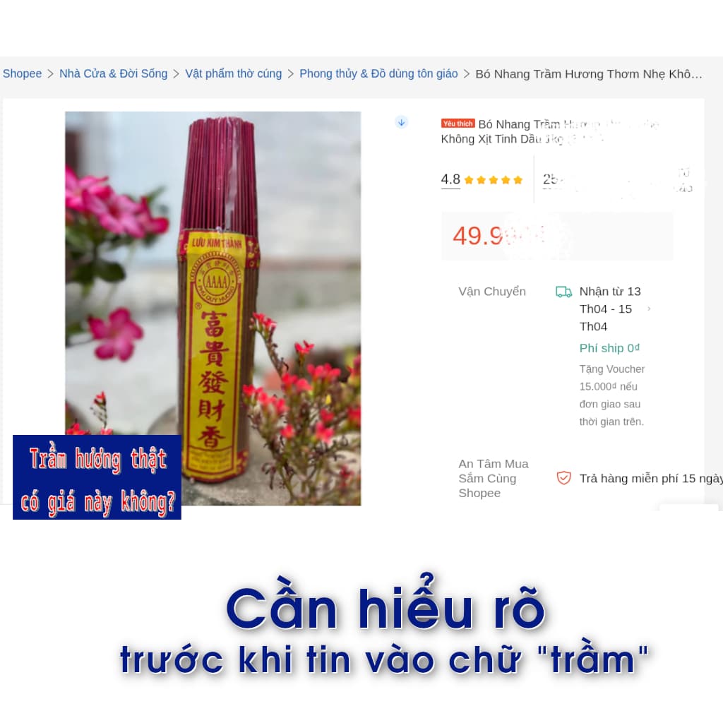 Sự thật về nhang trầm hương giá rẻ trên Shopee (đừng mua nếu chưa biết)