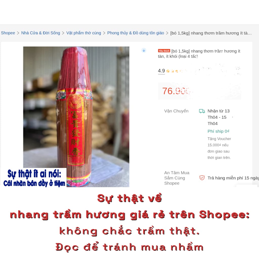 Sự thật về nhang trầm hương giá rẻ trên Shopee (đừng mua nếu chưa biết)