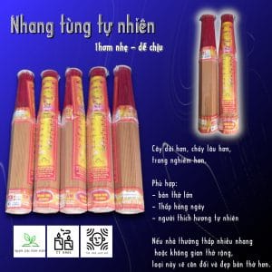 Nhang không hoá chất từ gỗ tùng tự nhiên, nhang ít khói, thơm nhẹ mộc mạc. Lựa chọn an toàn, tiết kiệm thắp hằng ngày cho mọi gia đình.