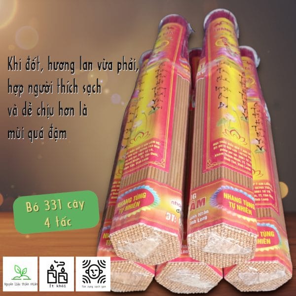 Nhang không hoá chất từ gỗ tùng tự nhiên, nhang ít khói, thơm nhẹ mộc mạc. Lựa chọn an toàn, tiết kiệm thắp hằng ngày cho mọi gia đình.