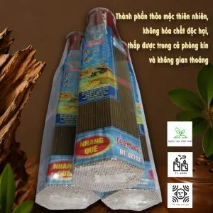 Nhang quế sạch THÀNH TÂM được làm từ nguyên liệu thảo mộc và bột quế tự nhiên, đóng bó lục giác 630 cây, thích hợp sử dụng trong thờ cúng, thiền và tụng kinh.