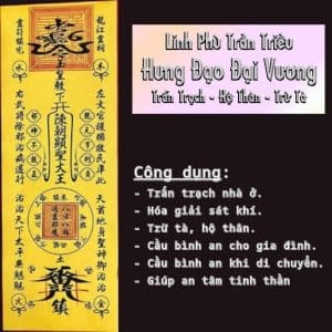 Phù trấn trạch trừ tà theo tín ngưỡng dân gian, thường được sử dụng để hộ thân, trấn trạch và cầu bình an. Linh Phù Trần Triều Hưng Đạo Đại Vương phù hợp dùng cho nhà ở, xe ô tô hoặc mang theo bên mình.