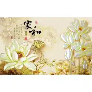 Tranh hoa sen bàn thờ chất liệu PP kim sa cao cấp, in sắc nét, tích hợp sẵn keo dán. Giúp tạo điểm nhấn trang nghiêm và hài hòa cho không gian thờ cúng.