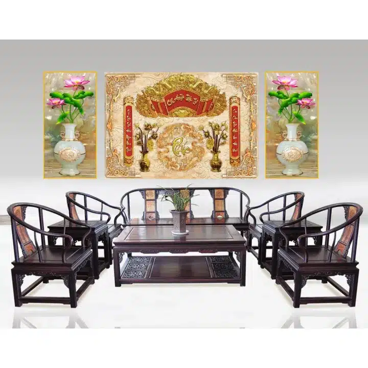 Tranh hoa sen phòng thờ chất liệu PP kim sa cao cấp, bộ 2 tấm nhiều kích thước 30x60, 40x80, 50x100, 60x120cm. Thiết kế trang trọng, dễ dán, sản xuất tại Việt Nam.