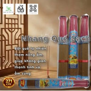 Nhang quế tự nhiên 4 tấc THÀNH TÂM bó 271 cây mang hương thơm nồng ấm, ít khói, sạch bát hương, an toàn cho sức khỏe gia đình. Xem chi tiết ngay!