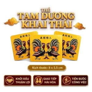 Thẻ bài mang lại may mắn công việc Tam Dương Khai Thái giúp khởi đầu thuận lợi, giao tiếp hài hòa và tiến bước công việc. Món quà ý nghĩa cho bàn làm việc.