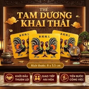 Thẻ bài mang lại may mắn công việc Tam Dương Khai Thái giúp khởi đầu thuận lợi, giao tiếp hài hòa và tiến bước công việc. Món quà ý nghĩa cho bàn làm việc.
